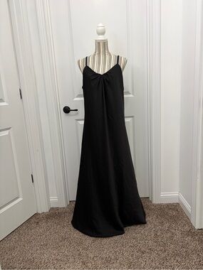 Calvin Klein Black Maxi Slip Dress with Twist Detail